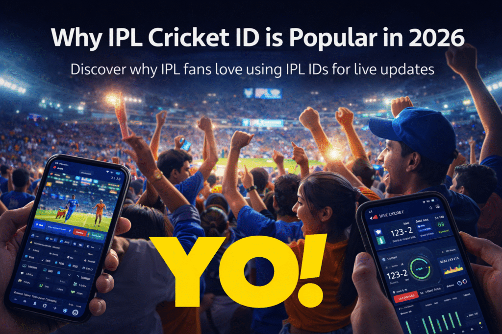 IPL Cricket ID popularity 2026 with live cricket match and mobile app interface logo