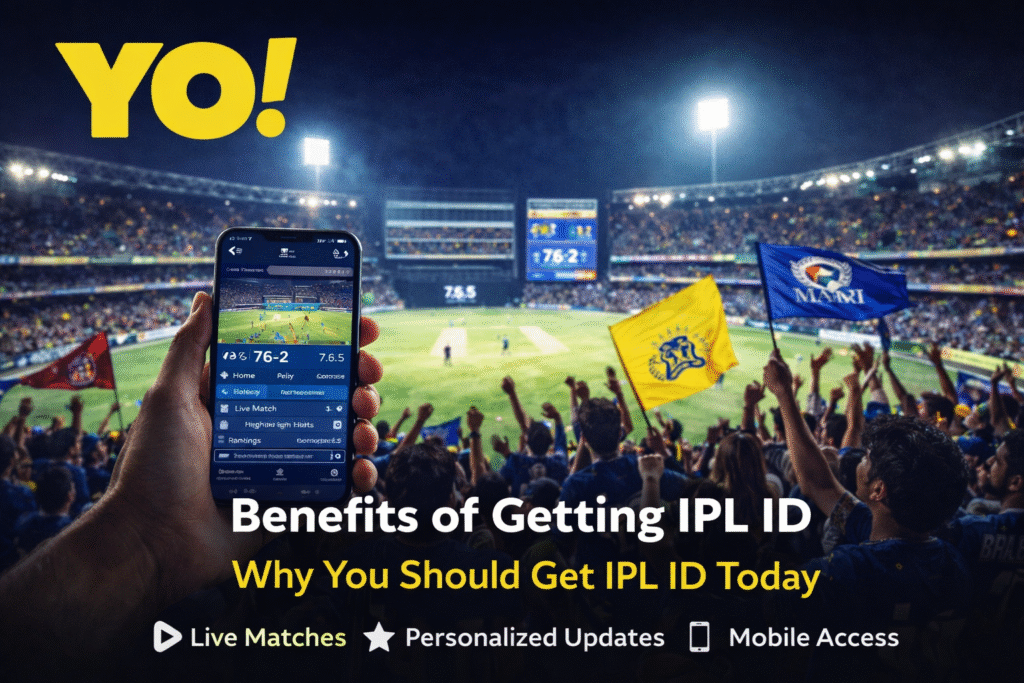 Benefits of getting IPL ID 2026 with YO logo live cricket match mobile app and IPL stadium crowd